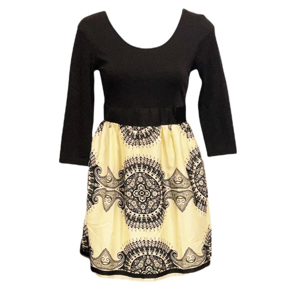 Francesca’s Collections Gilded Gold & Black Art Deco Holiday Party Dress (M)
